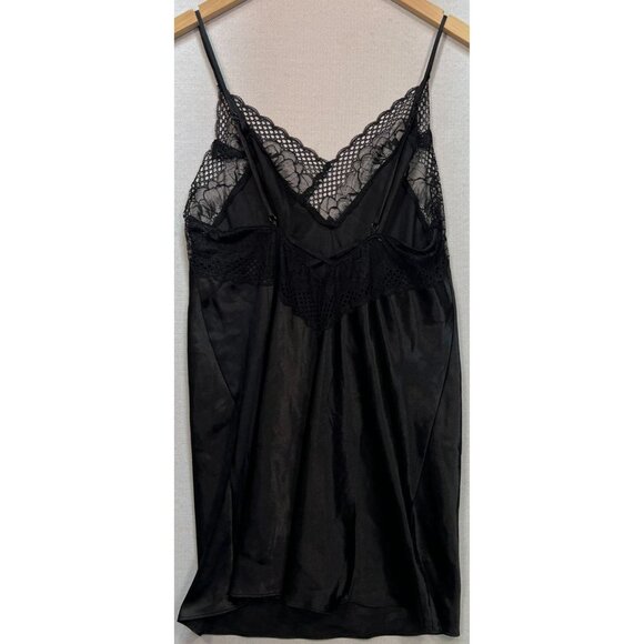 Ambrielle Women's Lace V Neck Sleepwear Mini Dress Lightweight Size M Black - Picture 2 of 11
